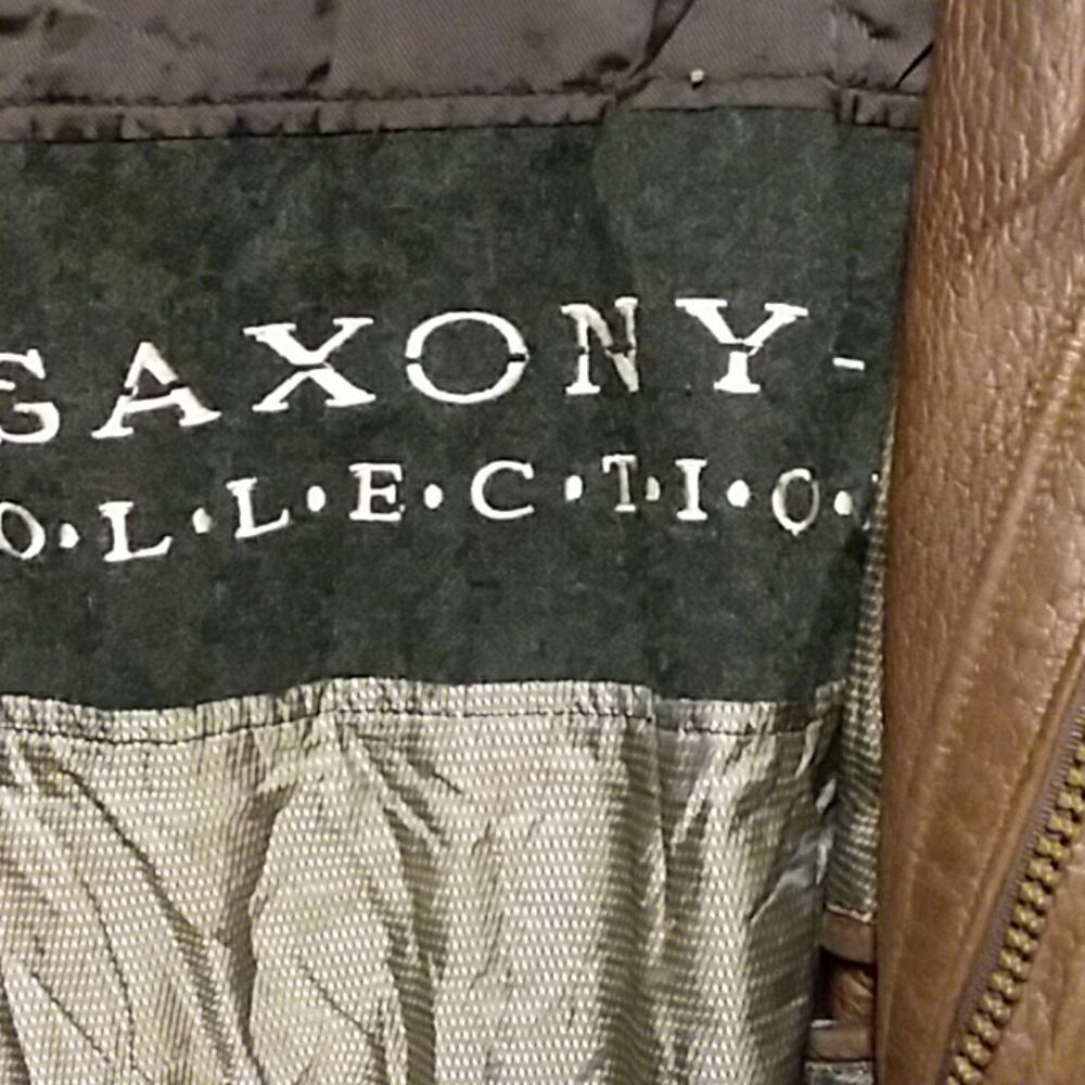 Saxony Collection Leather Coat.  48. Brown